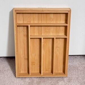 Expandable Bamboo Utensil Drawer Organizer for Kitchen Flatware or Bathroom